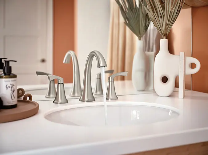 Brushed stailess bathroom faucet - Weinstein Kitchen & Bath Showroom West Chester