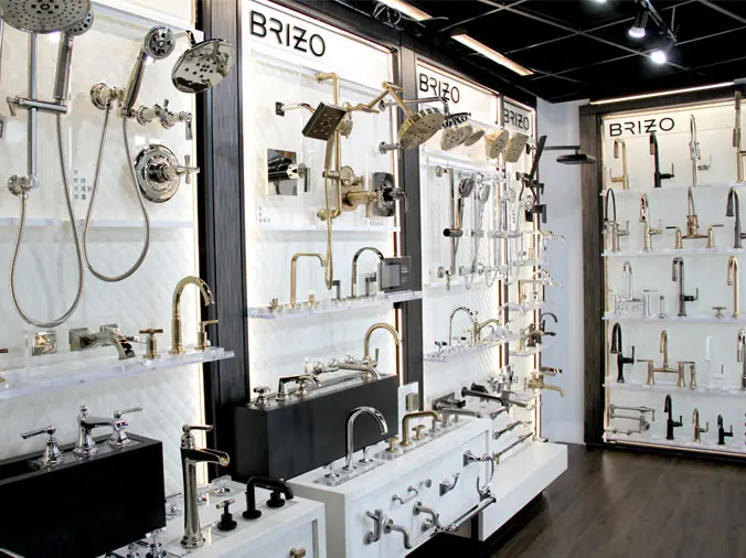 Brizo faucets on display in the Weinstein West Chester Showroom