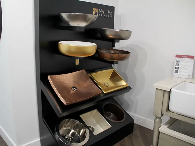 Native Trails sink basins on display in the Weinstein West Chester Showroom