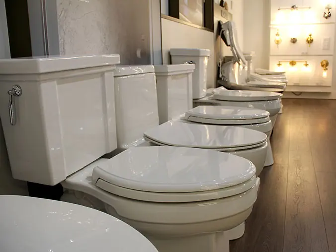 Toilets displayed in the Weinstein West Chester Showroom